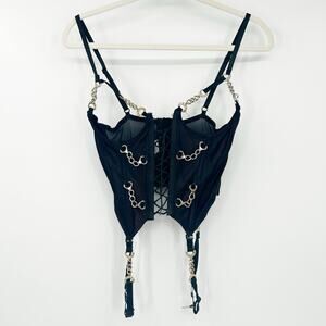 Shirley‎ Vintage Vampy Goth Punk Dark Bondage Sexy Chain Underbust Corset Size M
